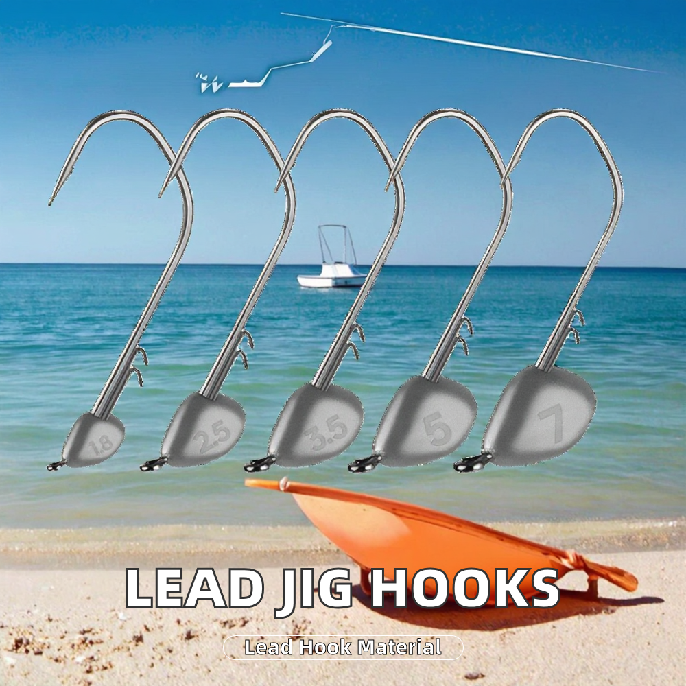 New Arrival 1.8g 2.5g 3.5g 5g 7g Lead Head Fishing Hook Barbed Jig for Trout Soft Worm Lure for Sea Fly Fishing Techniques – Fishhook – view 2