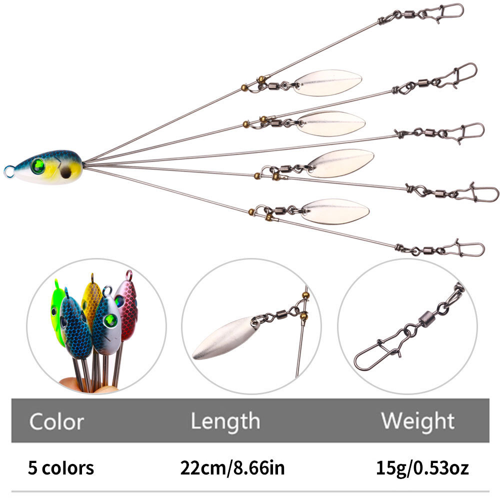 CHEERY Wholesale Alabama Rig 22cm Metal Jig Head Umbrella Rig with 5 Arms Portable Fishing Rig for Bass Use in Lake River Stream – Hard Lure – view 2