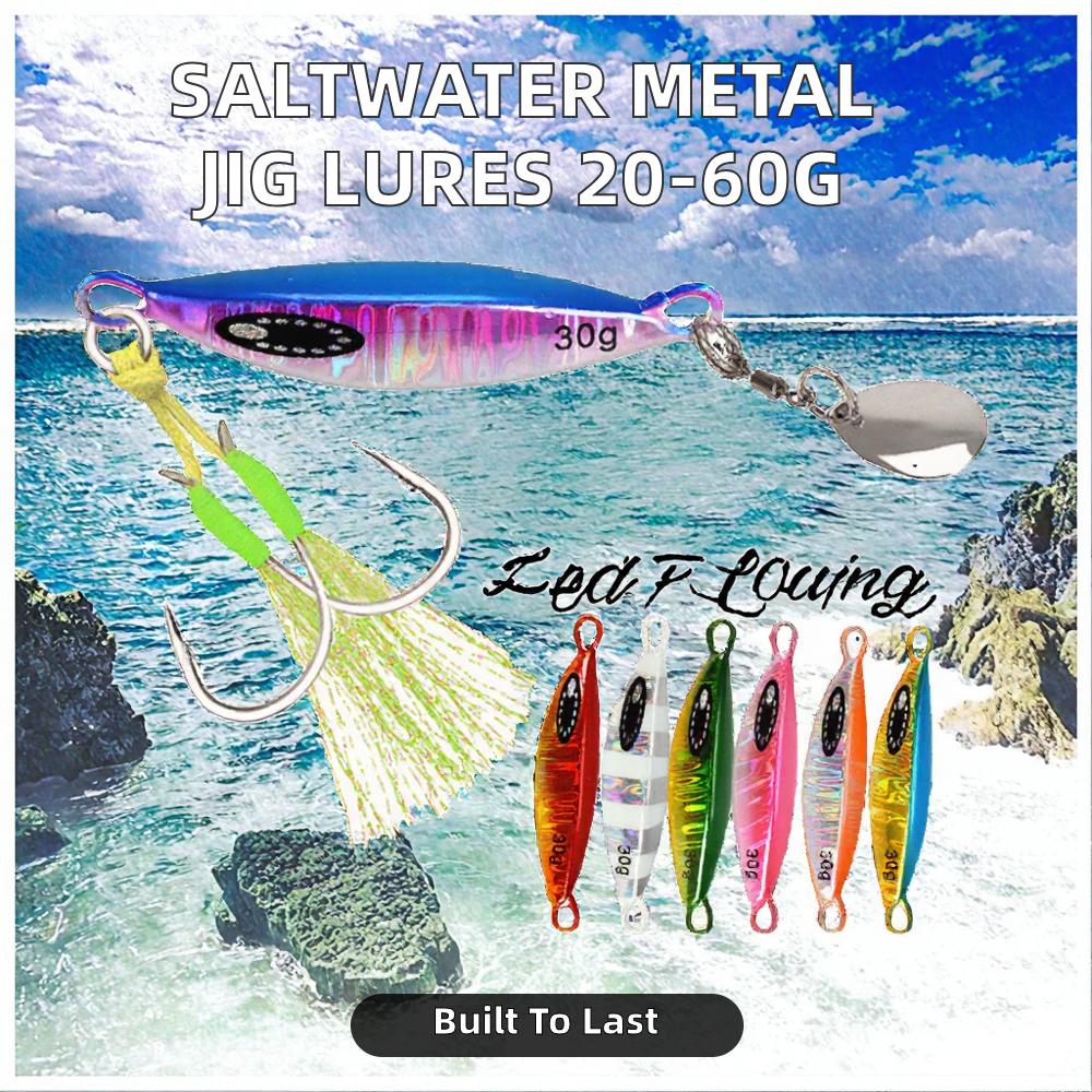 New Custom 60g Saltwater Lead Vertical Metal Jig Artificial Bait Fishing Jig Slow Pitch Jigging Lures for Salmon & Catfish – Hard Lure – view 2