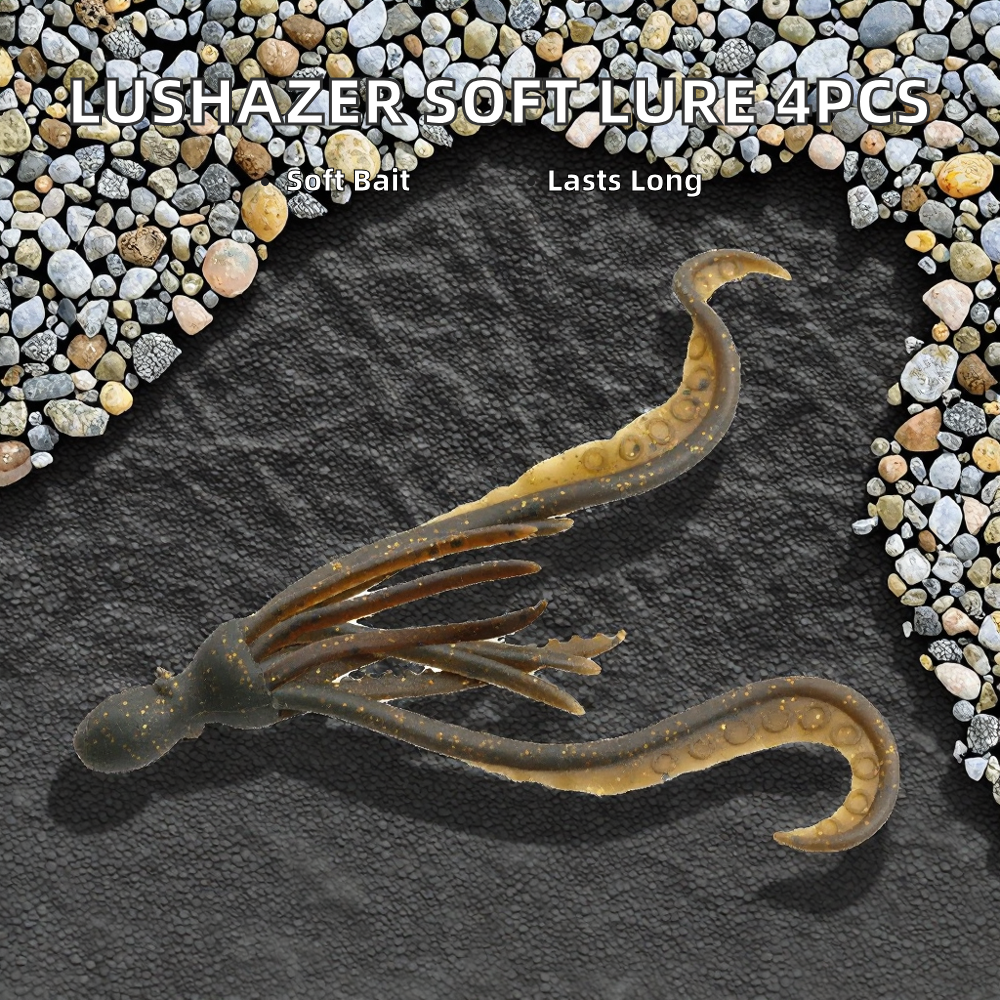 LUSHAZER 4pcs/bag Fishing Soft Lure 3.5g Octopus Squid Bait TPR Material Pesca Wobbler Floating TPE Soft Bait Cod 100mm – Soft Lure – view 2