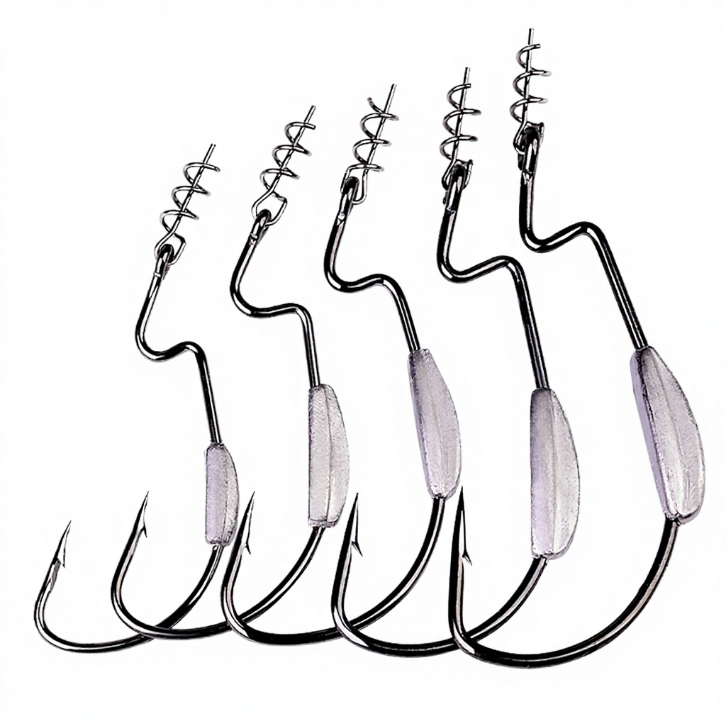 Barbed Soft Lure Lead Hooks 5pcs/bag Coil Spring Crank 5/0#-1/0# Fly Fishing Octopus Target Species – Fishhook – view 3