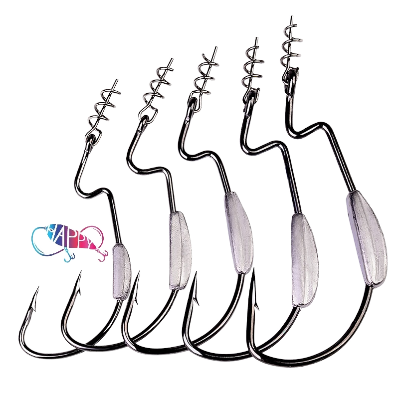 Barbed Soft Lure Lead Hooks 5pcs/bag Coil Spring Crank 5/0#-1/0# Fly Fishing Octopus Target Species – Fishhook – view 1