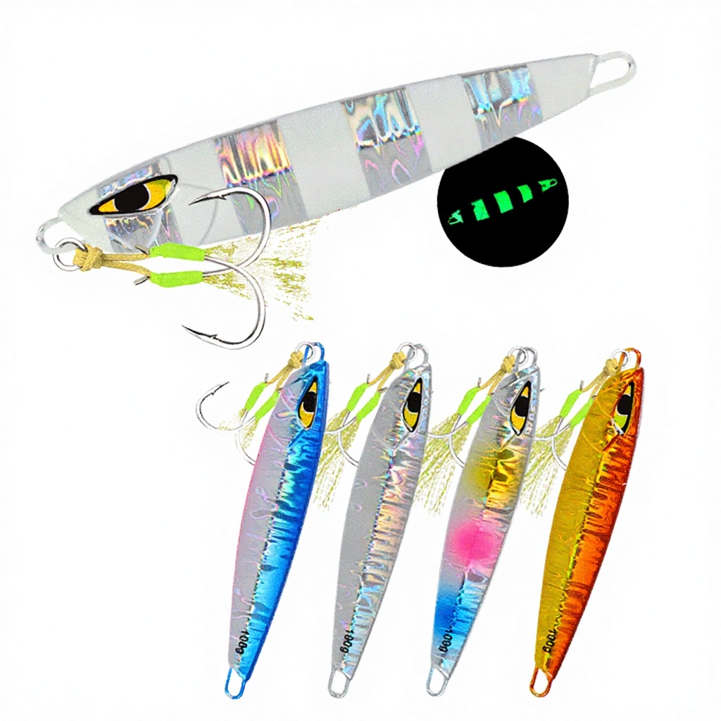 Palmer 30g Shore Casting Glow Jigging Lure Luminous Slow Pitch Saltwater Metal Fishing Jigs Printed Swivel Hook – Hard Lure – view 4