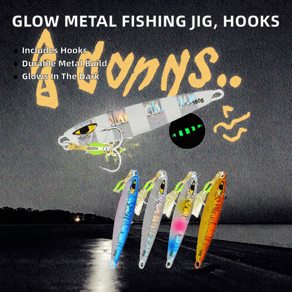 Palmer 30g Shore Casting Glow Jigging Lure Luminous Slow Pitch Saltwater Metal Fishing Jigs Printed Swivel Hook – Hard Lure – view 2