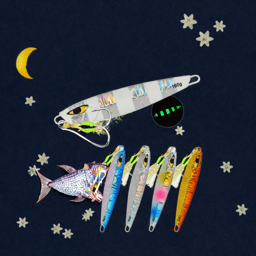 Palmer 30g Shore Casting Glow Jigging Lure Luminous Slow Pitch Saltwater Metal Fishing Jigs Printed Swivel Hook – Hard Lure – view 3