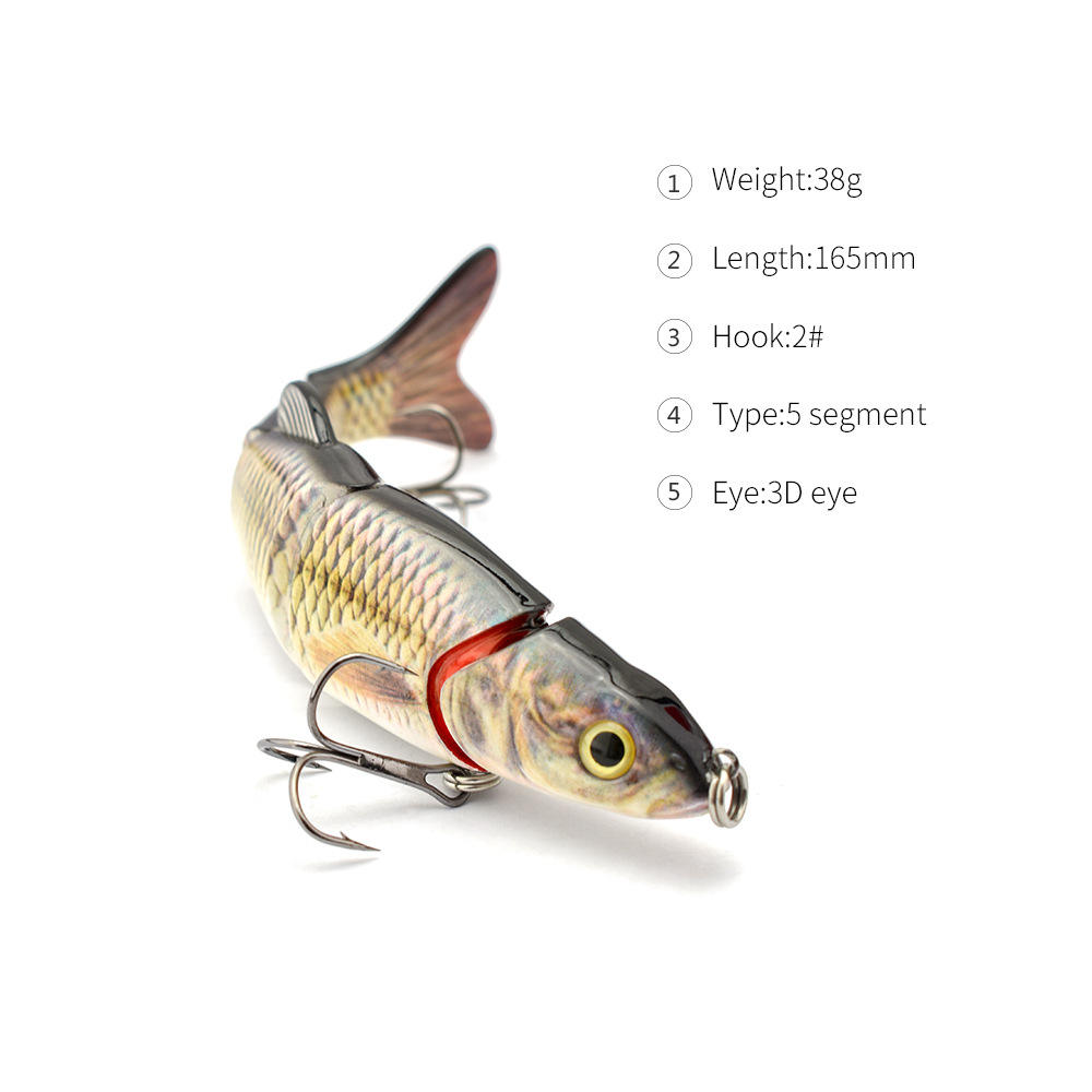 Cheery Five Section Bionic Artificial Hard Bait for Carp ODS LURE XY-1003 ABS Material Freshwater Bottom Fishing Casting Hooks – Soft Lure – view 5
