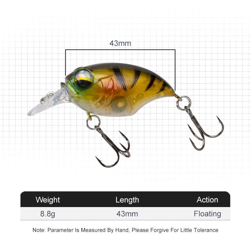 CHEERY8.8g/43mm Crank Lure with Treble Hooks ABS Material for Bass Trout Pike & Carp Saltwater & Freshwater Fishing – Crankbait – view 5