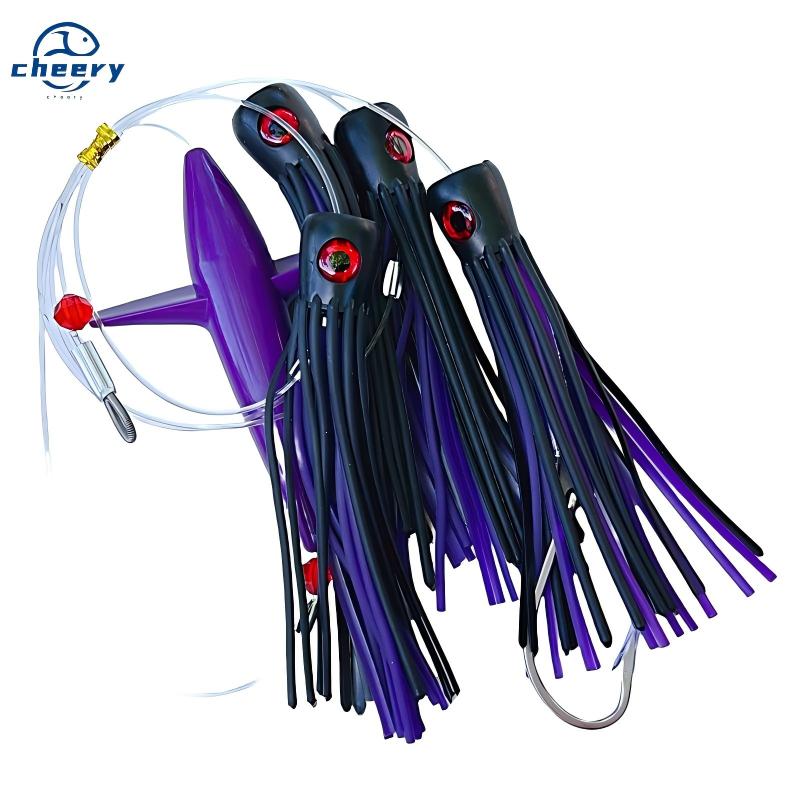 CHEERY Big Game Saltwater Fishing Trolling Topwater Hard Bait 210g 155mm/6inch Rigged Set Mesh Bag Tuna Bird Marlin Teaser Mahi – Octopus Skirt – view 1