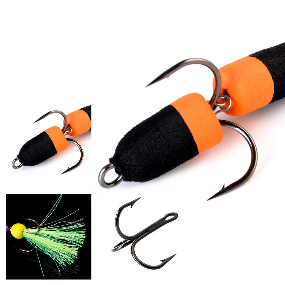 Cheery Floating Foam Bait Jig Hooks Three Anchor Barbed Hooks Bass Fishing High Carbon Steel Material Bottom Fishing Ocean Beach – Metal Lure – view 1