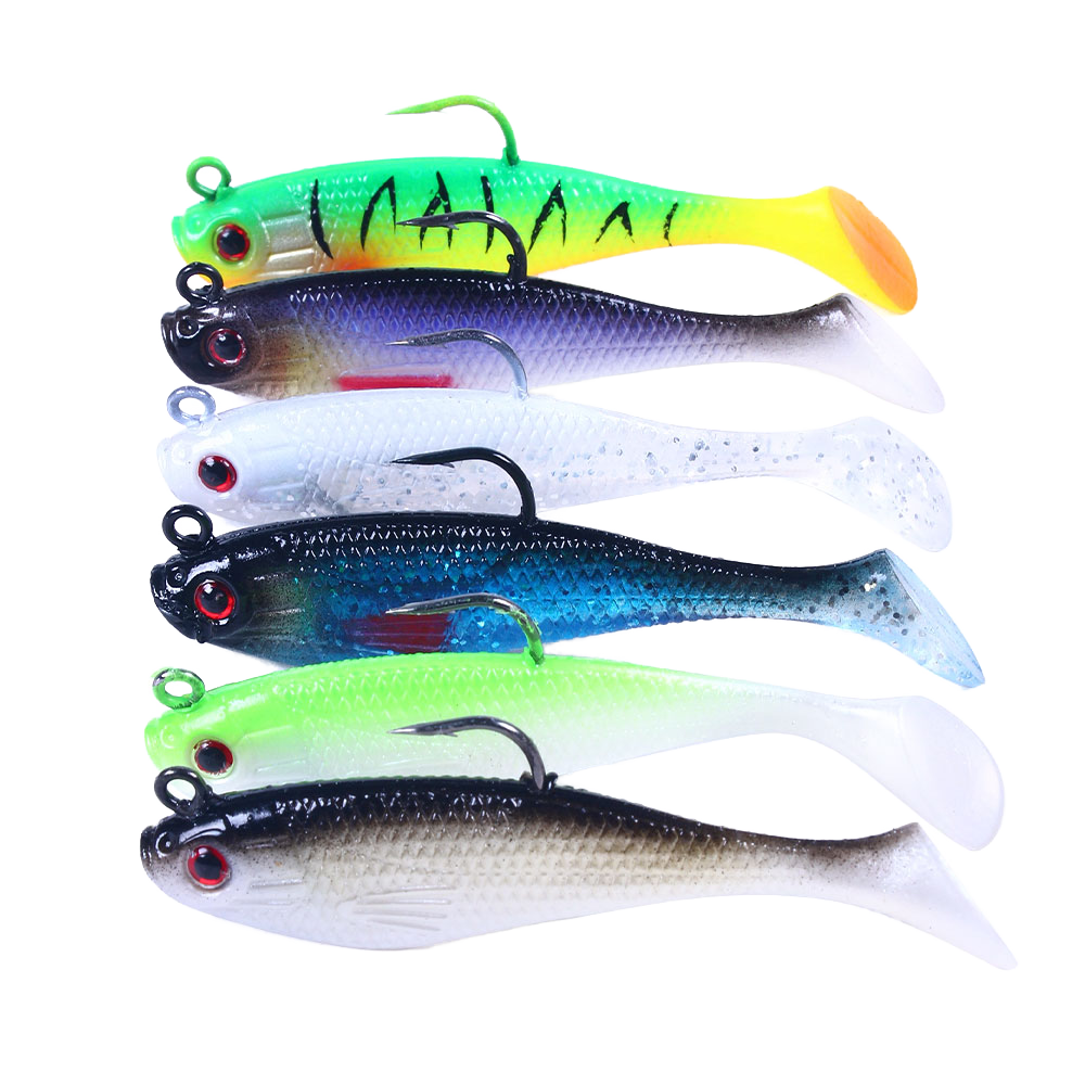 Custom Free Samples OEM Artificial Bait 8.5cm 13g T Tail Jig Lead Swimbait Soft Plastic Fishing Saltwater Fish Sea Bass Pike – Worms & Grubs – view 2