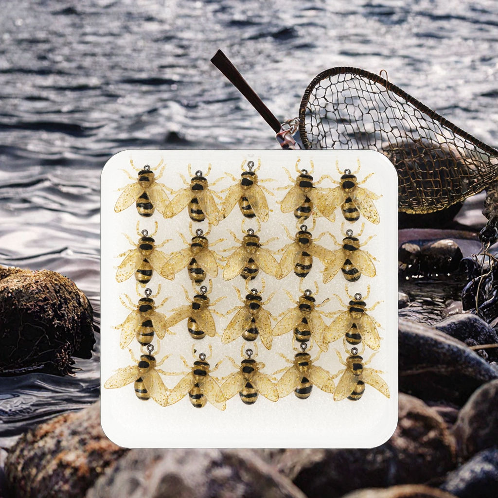 20pcs Silicone Simulation Bee Trout Fly Fishing Lure Hook 40g Bionic Bait Soft Tackle Artificial Insect Ocean Boat Fishing Carp – Soft Lure – view 1