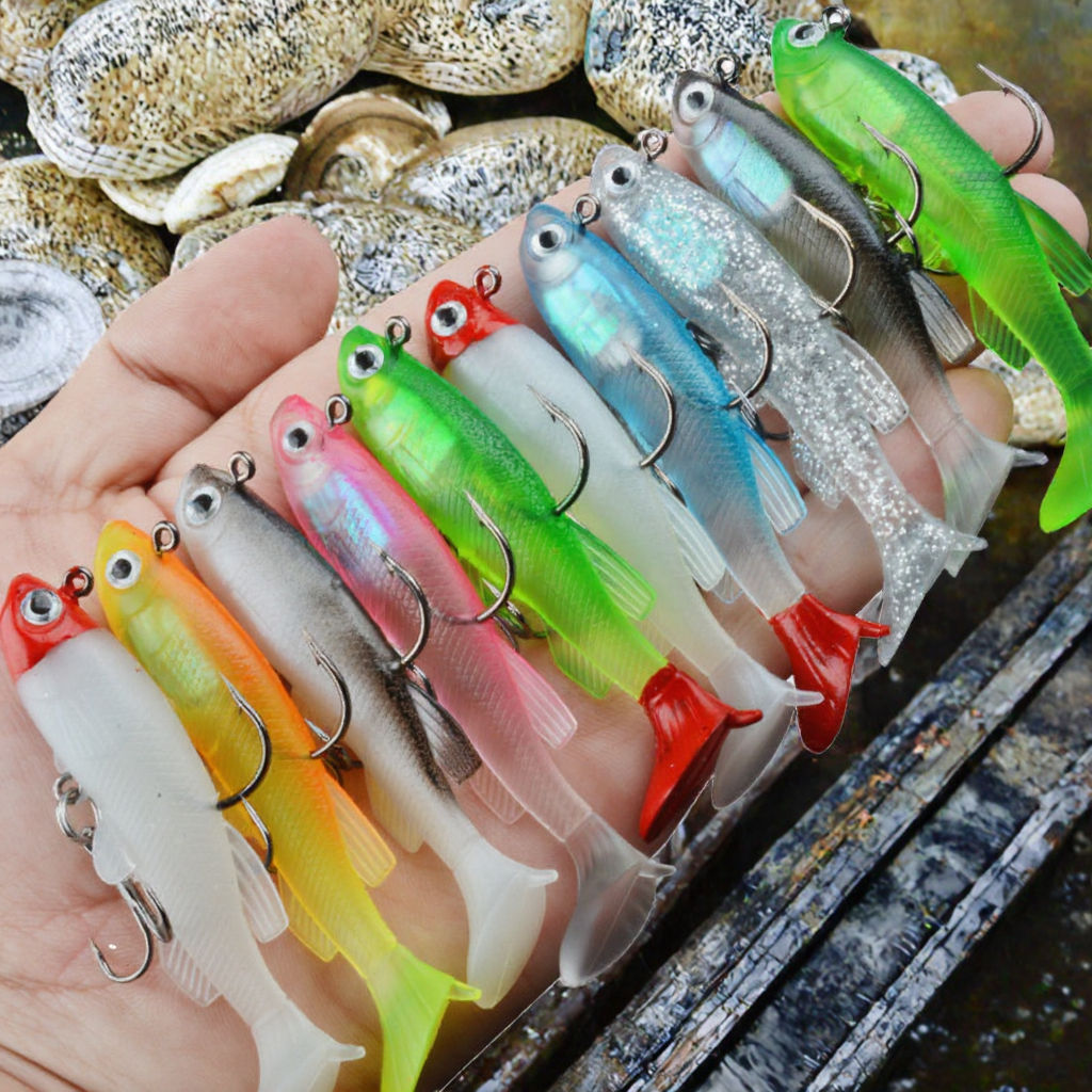 CHEERY Black Minnow 8cm/2.8in 14g Soft Vibe Fishing Lure ABS Artificial Bait Cool Hooks Bottom Fishing for Freshwater Bass – Worms & Grubs – view 2