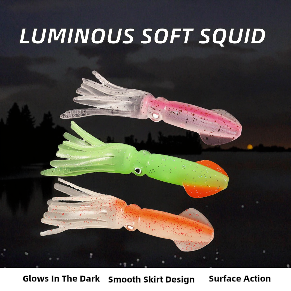 CHEERY CSOF032 PVC 100mm 9g Soft Topwater Squid Lure with Oiled Octopus Skirt for Bass with Hooks Freshwater Fishing Bait – Octopus Skirt – view 1