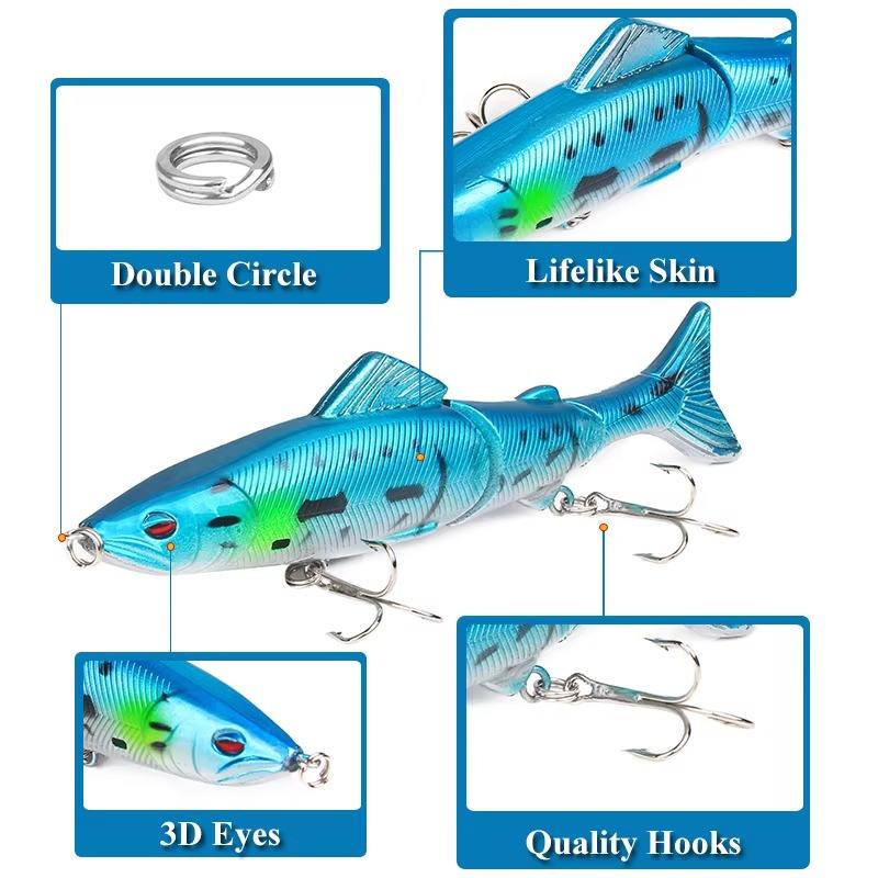 CHEERY Hard ABS Bass & Trout Fishing Lure 3-Jointed Minnow Bait 13cm/18g Topwater for River & Lake Float Fishing – Hard Lure – view 2