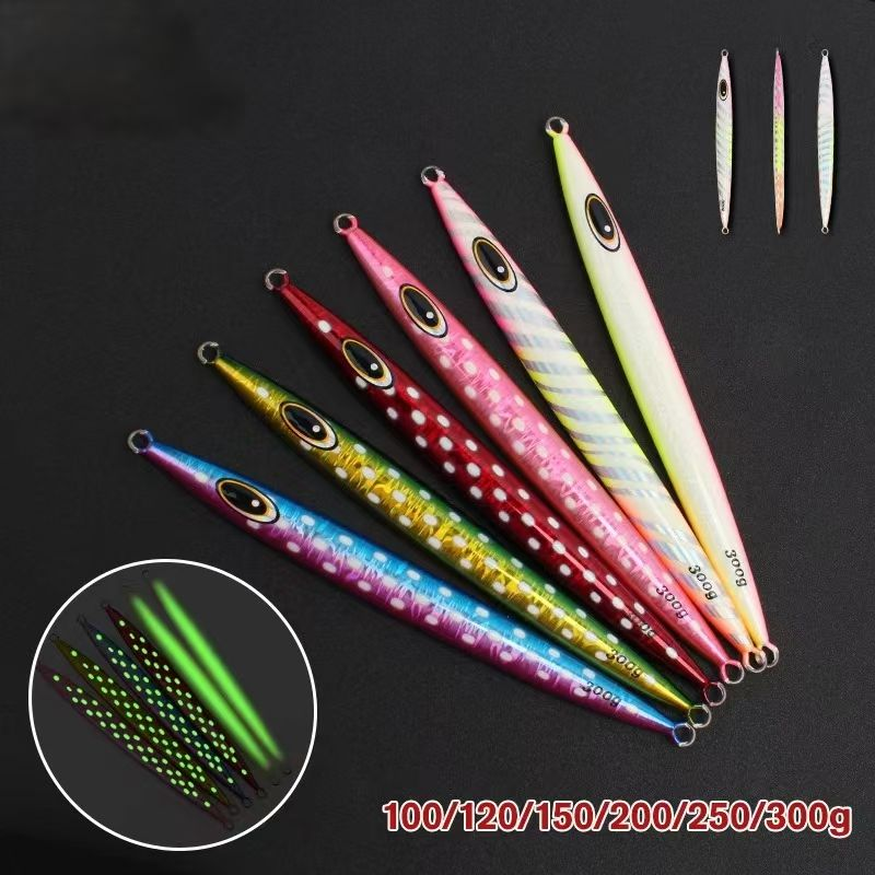 Luminous Lure Iron Plate Fast Sinking 100~300g Heavy Weight Saltwater Trolling Lure for Bass Ocean Beach Fishing – Metal Lure – view 1