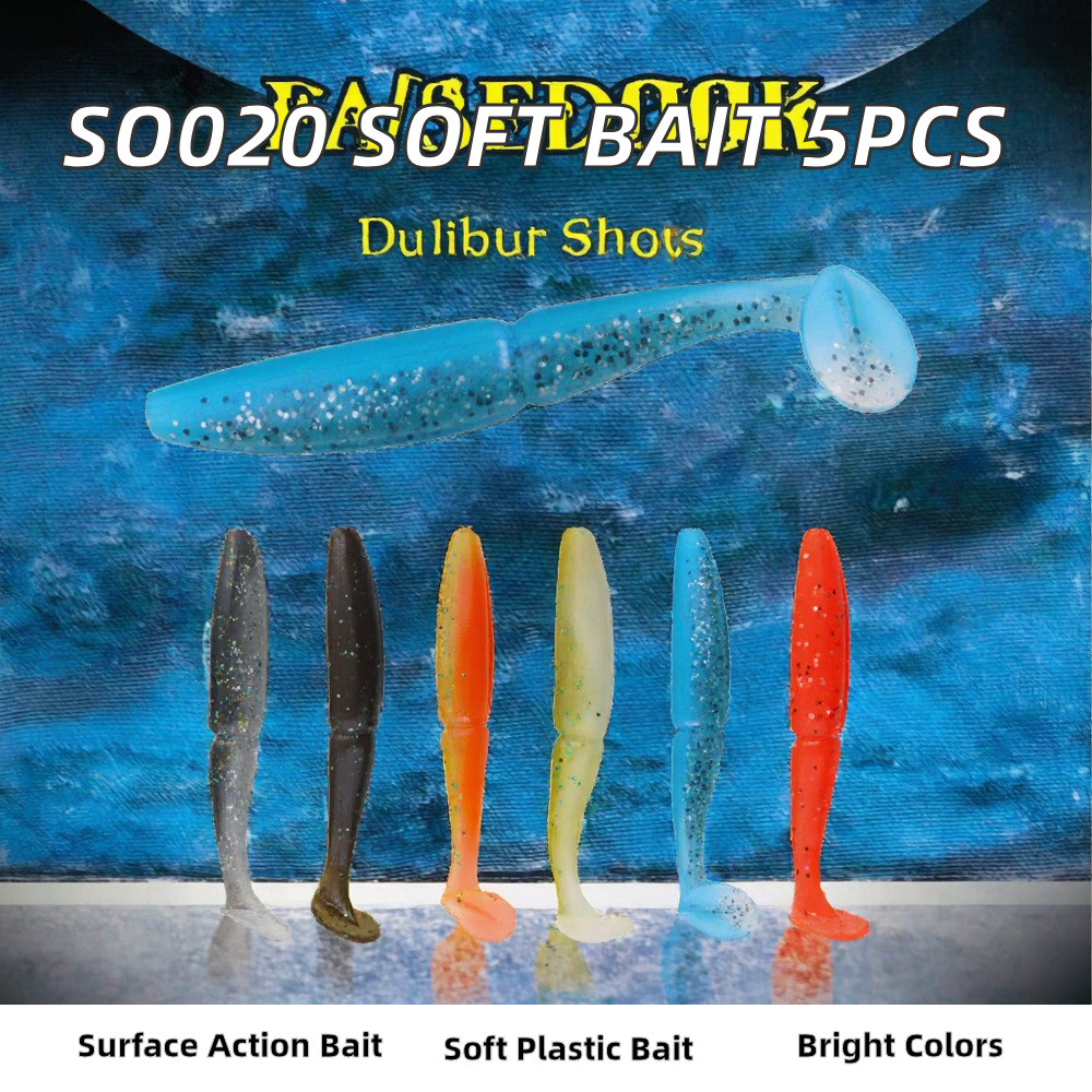 SO020 Printed ABS Artificial Soft Baits T-Tail Fishing Lures for Sea & Ice Fishing Cod-5pcs/bag 10cm 9.7g*5 – Soft Lure – view 2
