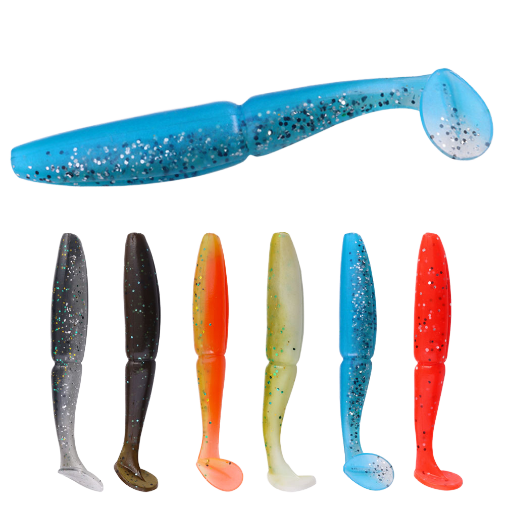 SO020 Printed ABS Artificial Soft Baits T-Tail Fishing Lures for Sea & Ice Fishing Cod-5pcs/bag 10cm 9.7g*5 – Soft Lure – view 1
