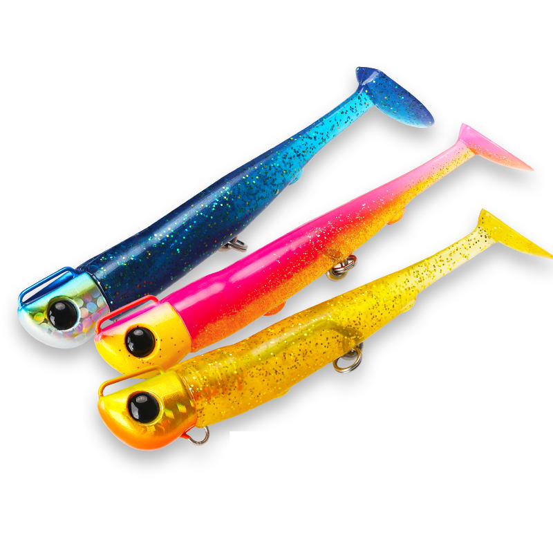 CHEERY T Tail Jig Head Soft Fishing Lure 110mm 35g Long Casting Saltwater Artificial Bait Seabass Sinking Jigging Set – Worms & Grubs – view 2