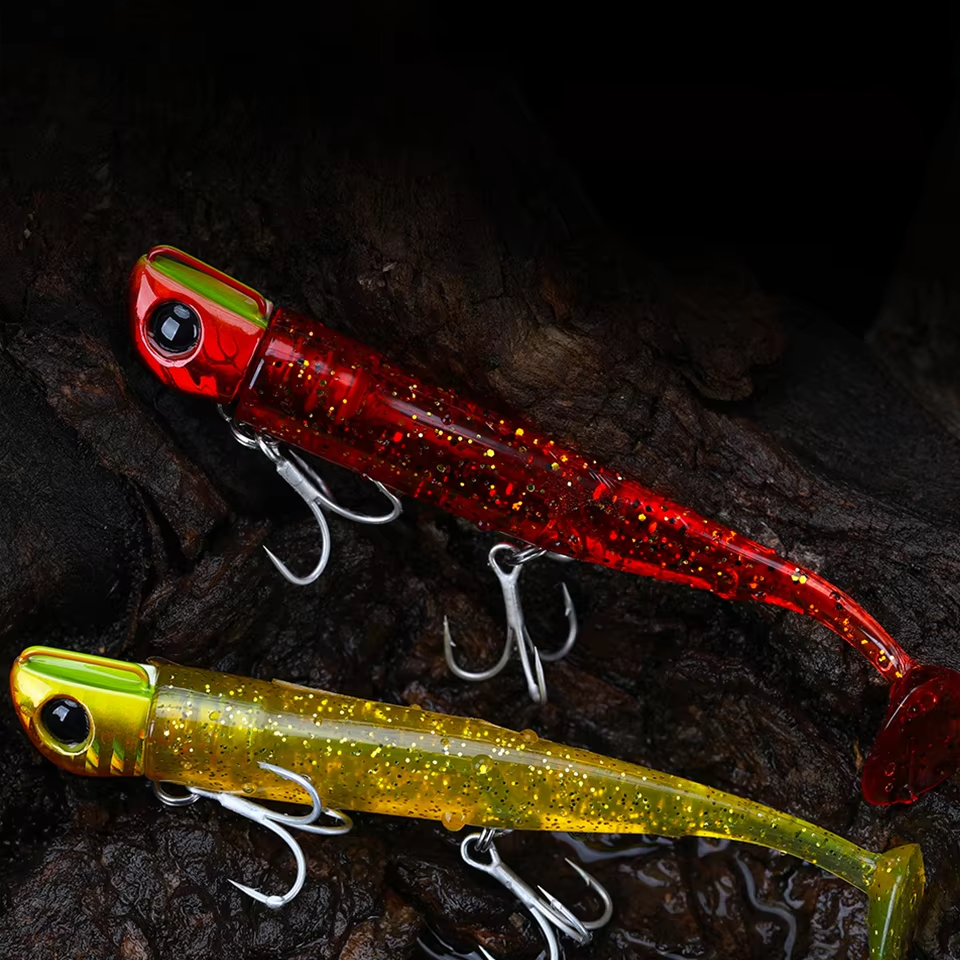 CHEERY T Tail Jig Head Soft Fishing Lure 110mm 35g Long Casting Saltwater Artificial Bait Seabass Sinking Jigging Set – Worms & Grubs – view 5