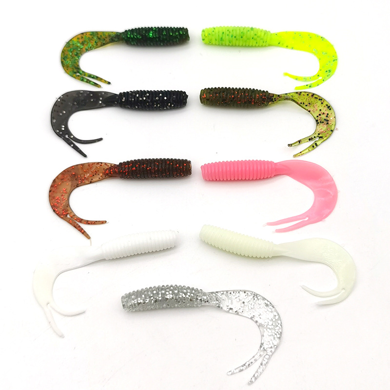 Lure Forked Tail Coiled Tail Flexible Elastic Soft Stainless Steel Artificial Bait Long-Cast Bass Snakehead Hooks Fishing – Worms & Grubs – view 5