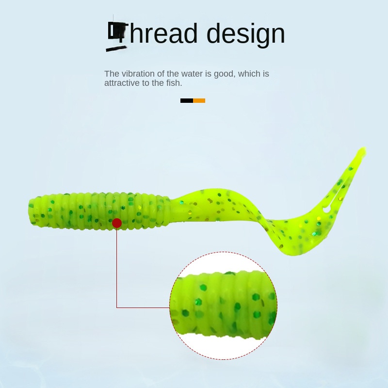 Lure Forked Tail Coiled Tail Flexible Elastic Soft Stainless Steel Artificial Bait Long-Cast Bass Snakehead Hooks Fishing – Worms & Grubs – view 3