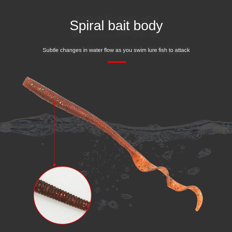 CHEERY Cross-Border Long-Tailed Worm Lure Soft Bait Spiral Body Freshwater/Saltwater Black Fish 120mm 367g 8-Piece Pack No Hooks – Worms & Grubs – view 4
