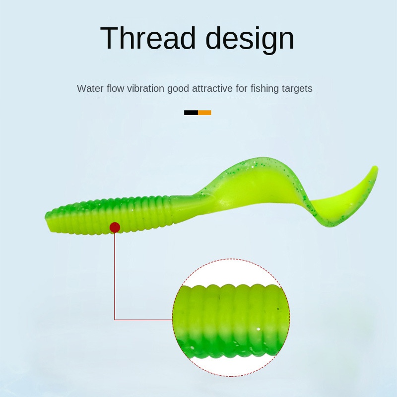 Lure Soft Bait Curl Tail Worm 60mm/75mm Spiral Multi-color Optional Stainless Steel Without Hooks Fishing Lure Factory in Stock – Worms & Grubs – view 2
