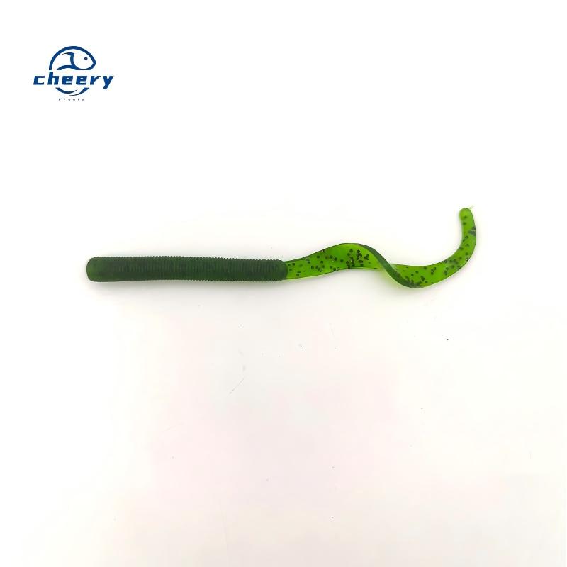 CHEERY Threaded Coiled-Tail Lure 88mm/2.64g Single-Tail Worm Bait Snapper Mandarin Black Carp Bass Fishing Gear – Worms & Grubs – view 1