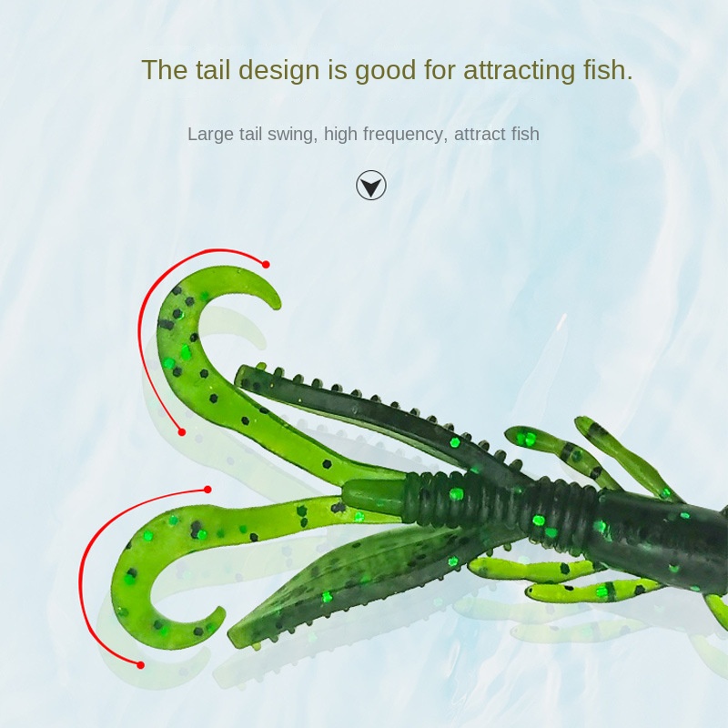 CHEERY Steel Double-Tail Gecko Soft Lure Long-Cast Freshwater/Saltwater Bass Snakehead Fish Multi-Color Artificial Bait – Soft Lure – view 5