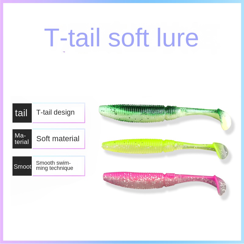 T-Tail Bionic Artificial Soft Bait Lure for Bass Fishing Stainless Steel 8 Pack Multi-Color – Worms & Grubs – view 5