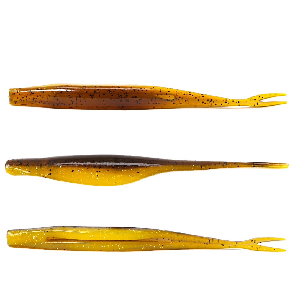 Simulation Fork-Tail Soft Fish Lifelike Swimming Action Bass Black Pit Special Artificial Soft Bait 3-Piece Stainless Steel – Worms & Grubs – view 2