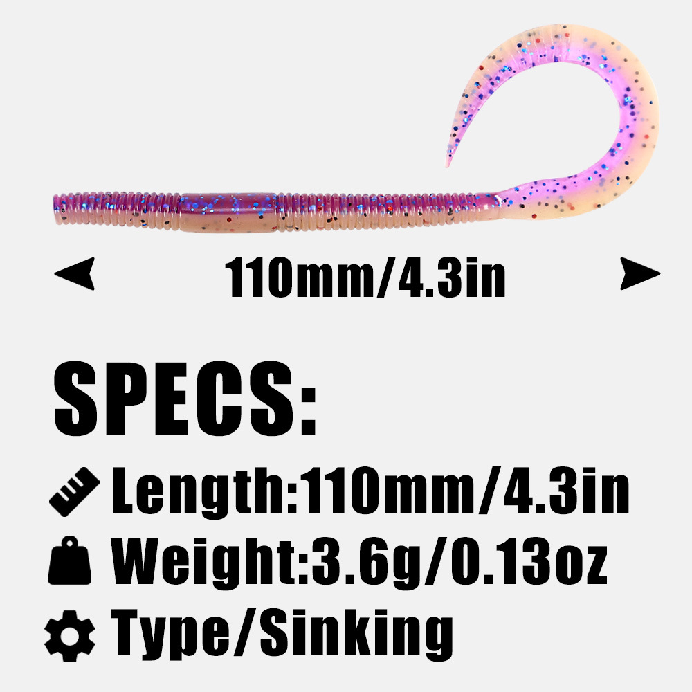 A Trustworthy Factory Threaded Big Coil Tail Stainless Steel Artificial Soft Bait for Sea Bass Fishing 5 Pcs – Worms & Grubs – view 3