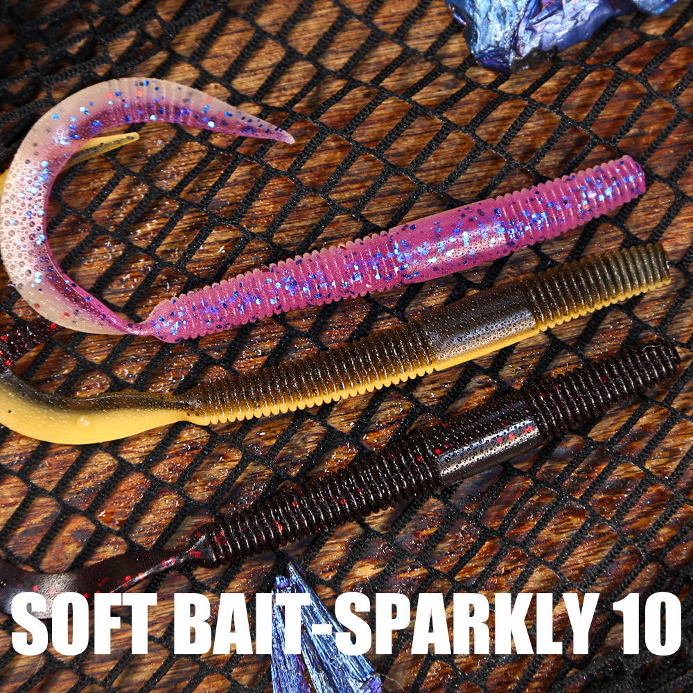 A Trustworthy Factory Threaded Big Coil Tail Stainless Steel Artificial Soft Bait for Sea Bass Fishing 5 Pcs – Worms & Grubs – view 4