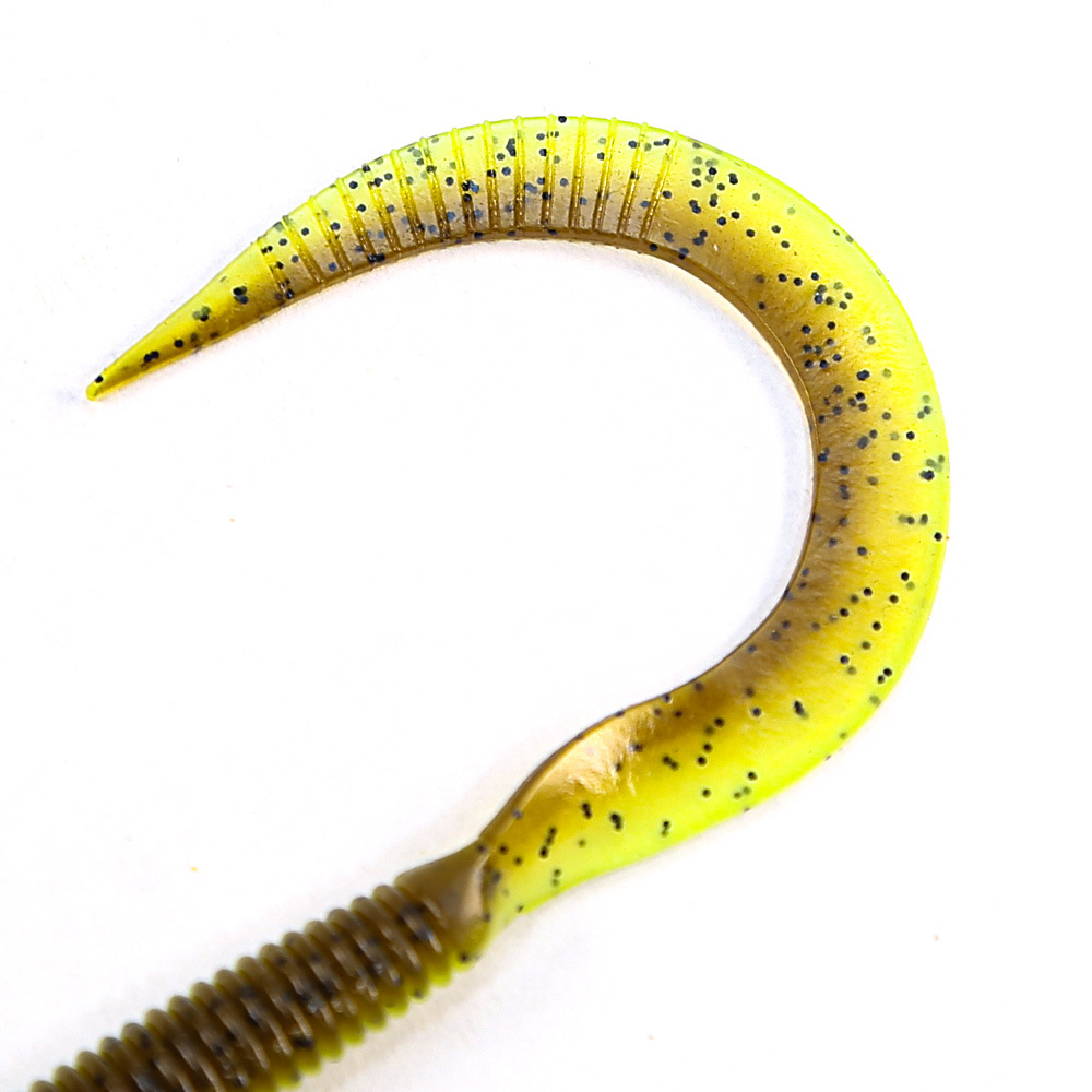 A Trustworthy Factory Threaded Big Coil Tail Stainless Steel Artificial Soft Bait for Sea Bass Fishing 5 Pcs – Worms & Grubs – view 2