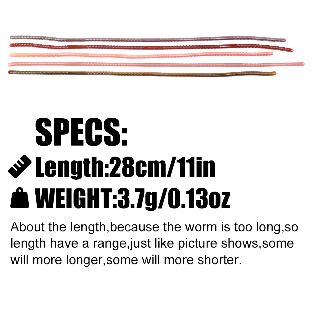 Factory Price LURE Stainless Steel 6-Piece Set Fishing Lure Noodle Worm Soft Bait 28cm Slow-Sinking Bass Mandarin Black – Worms & Grubs – view 2
