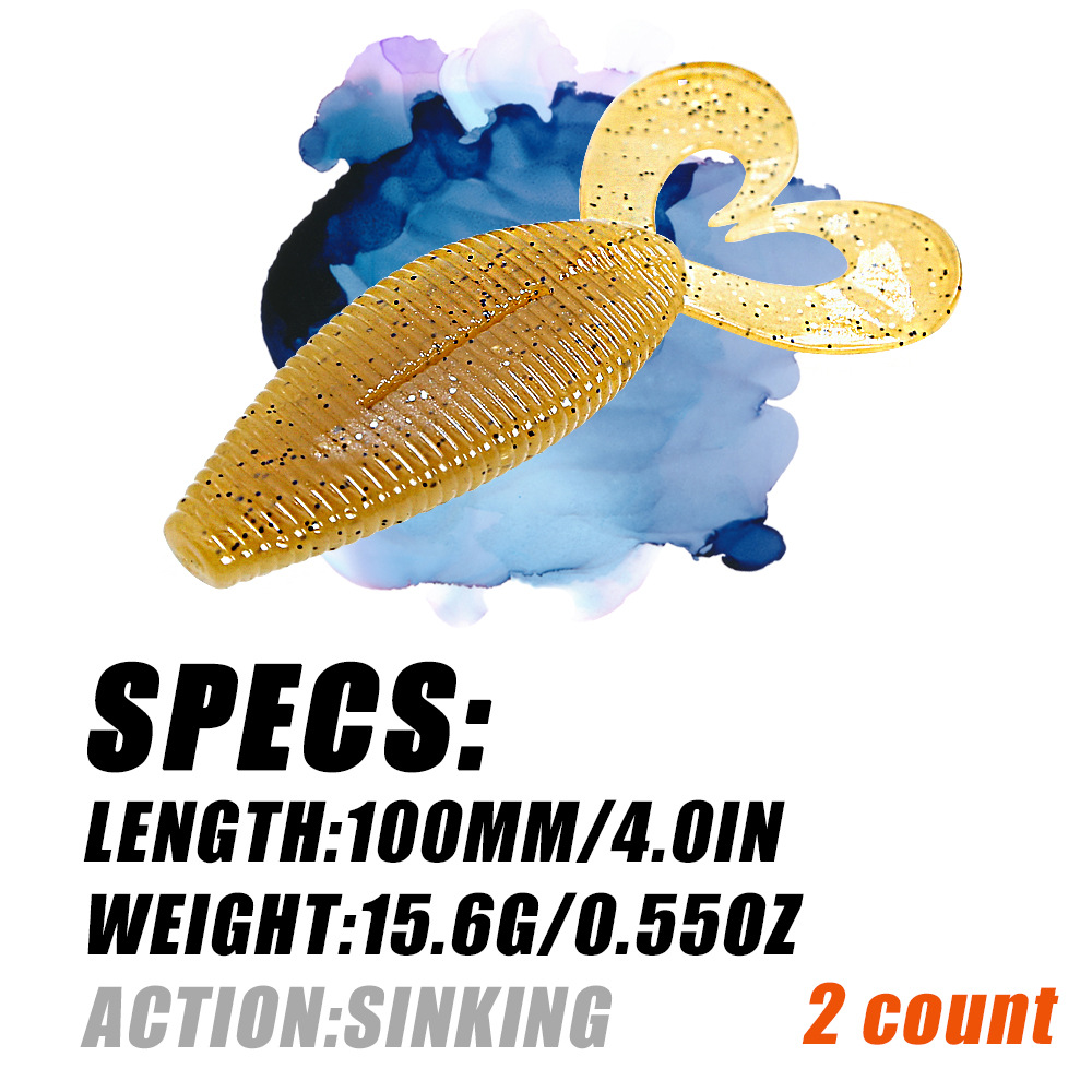 Peanut-Shape Double-Tail Artificial Soft Bait 10cm Fishy Salty Scent Sea Fishing Lure for Bass Mandarin Fish Snakehead 2 Pieces – Soft Lure – view 2