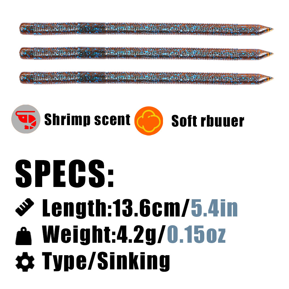 Slow-Sinking Mealworm Lure Stainless Steel Soft Bait Long-Range Sea Fishing Bionic Artificial Bait for Black Bass 8-Piece Pack – Worms & Grubs – view 3