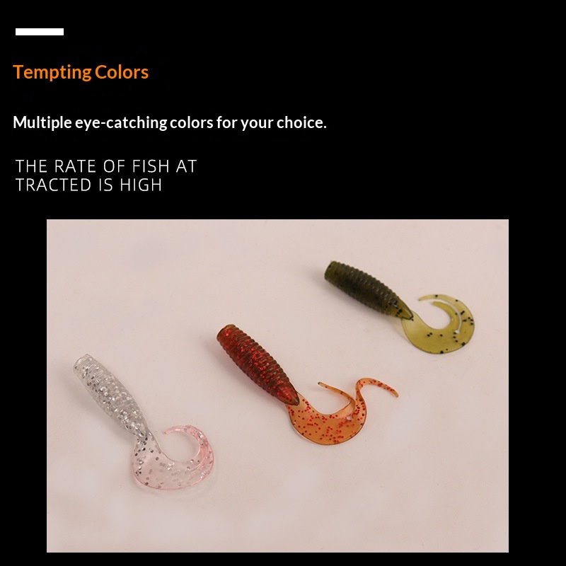 Export Worm Tail Soft Lures Multi-color Bionic Artificial Lures Bass Black Fish Helical-pattern Long-cast Lure Stainless Steel – Worms & Grubs – view 5