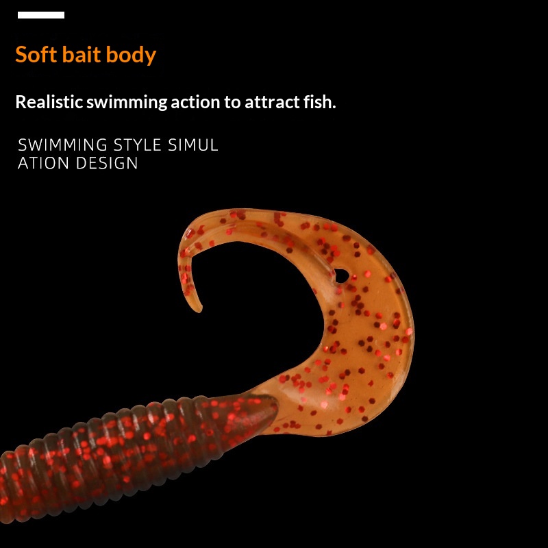Export Worm Tail Soft Lures Multi-color Bionic Artificial Lures Bass Black Fish Helical-pattern Long-cast Lure Stainless Steel – Worms & Grubs – view 4