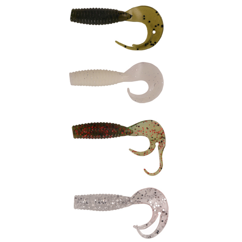 Export Worm Tail Soft Lures Multi-color Bionic Artificial Lures Bass Black Fish Helical-pattern Long-cast Lure Stainless Steel – Worms & Grubs – view 2