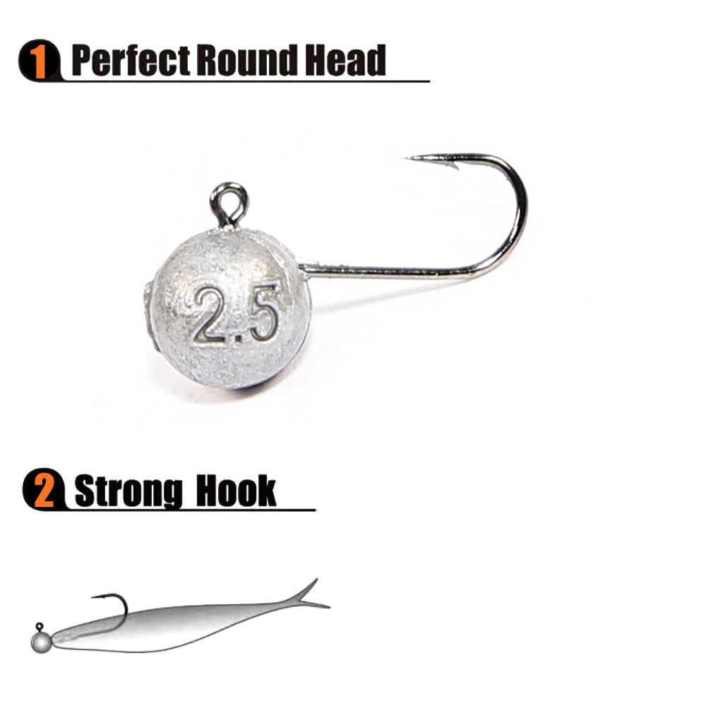 10-Piece Micro Lead Head Hooks Set for Bass Fishing Anti-Snagging Lure Hooks with Soft Bait Ocean Beach Use – Fishhook – view 3