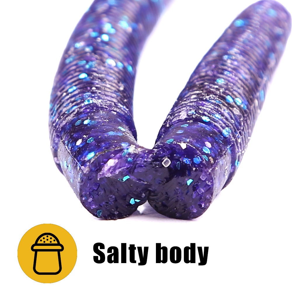 High-Density Noodle Worm Soft Bait Set 40-Piece Stainless Steel Sinking Black Pit Lure Artificial Soft Worm Salt-Added – Worms & Grubs – view 5