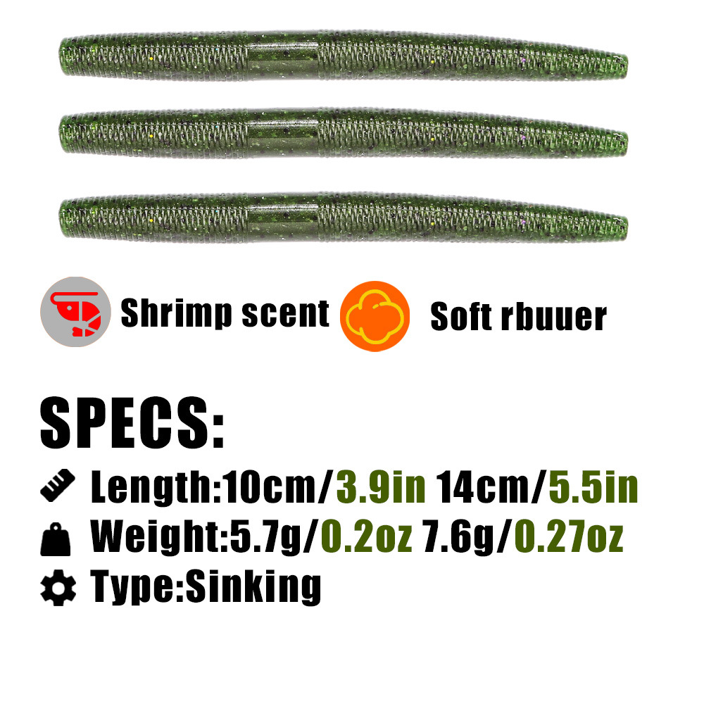 High-Density Noodle Worm Soft Bait Set 40-Piece Stainless Steel Sinking Black Pit Lure Artificial Soft Worm Salt-Added – Worms & Grubs – view 2