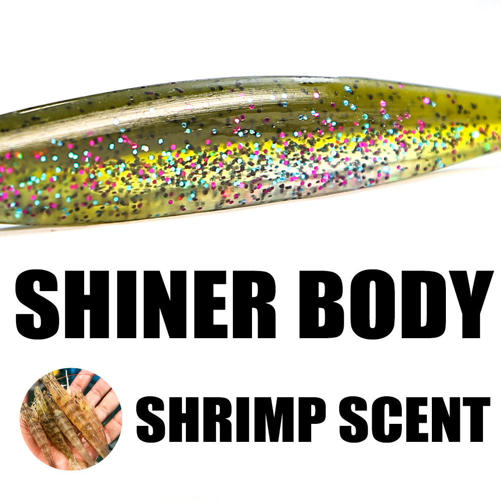 Stainless Steel Lure Bionic Soft Bait Smooth Surface T-Tail Simulation Multi-Color Bass False Long-Cast Various – Worms & Grubs – view 3