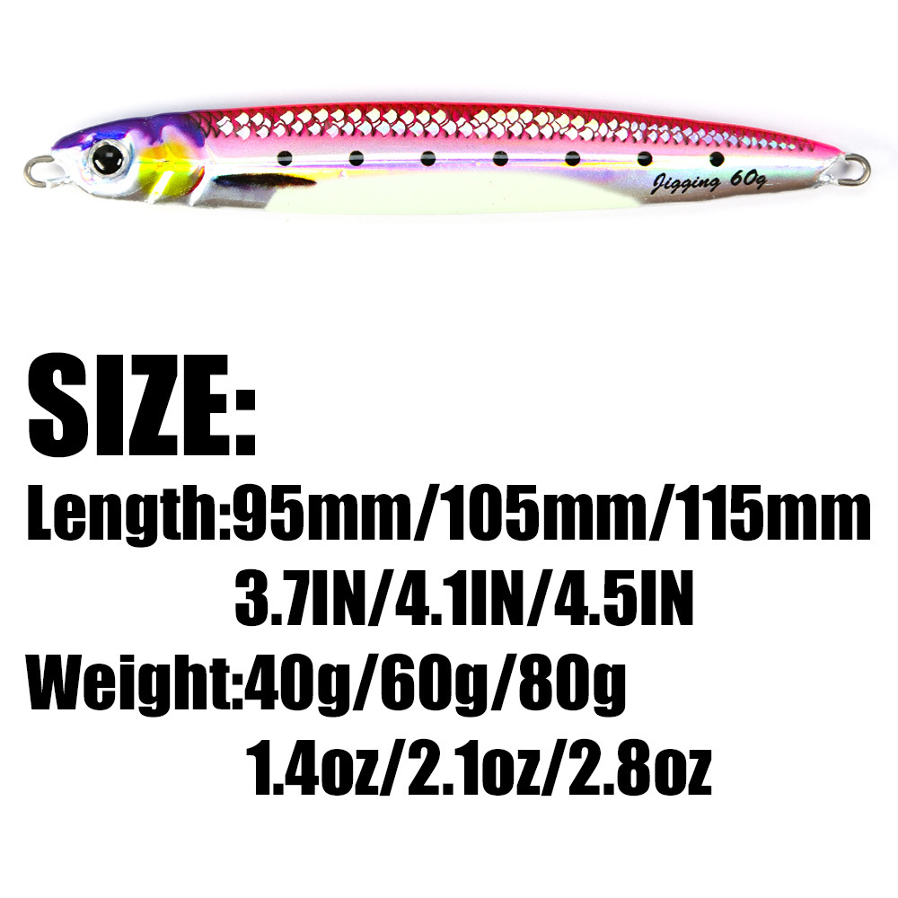 3D Printed Lead Fish 40g/60g/80g Deep-Sea Jigging Spanish Mackerel Iron Plate Bionic Artificial Lure Fast Retrieval Slow Sinking – Metal Jig – view 2