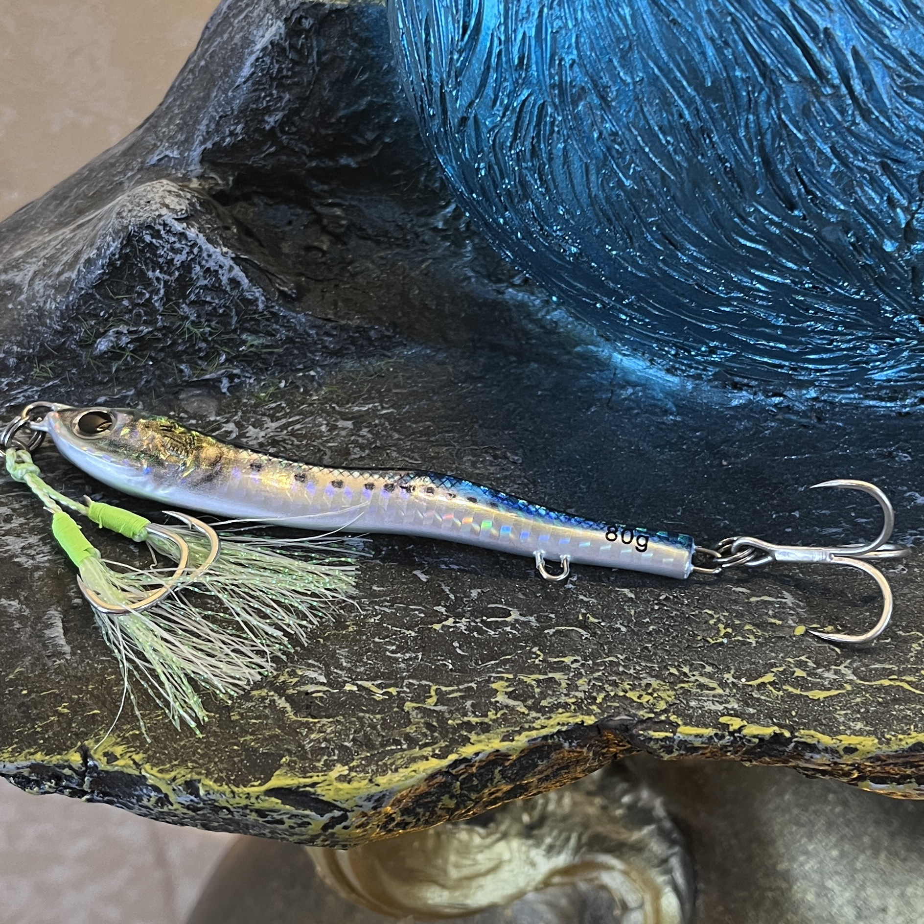 S-Type Metal Jig Bionic Lure Snake-Shaped Iron Plate Three Hooks Laser Carved Glow-in-the-Dark Artificial Bait for Spanish – Metal Lure – view 1