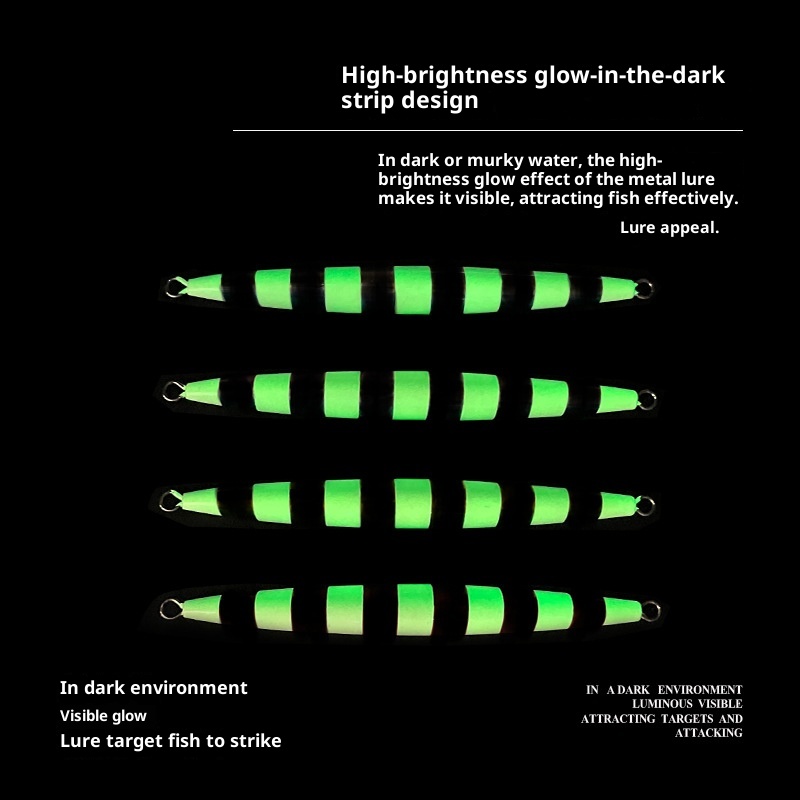 Lure Night-Luminous Fast-Sinking Metal Jig Lure 100g-400g Sea Fishing Iron Plate Bare Plate Quick-Pull Long Strip Artificial – Metal Jig – view 2