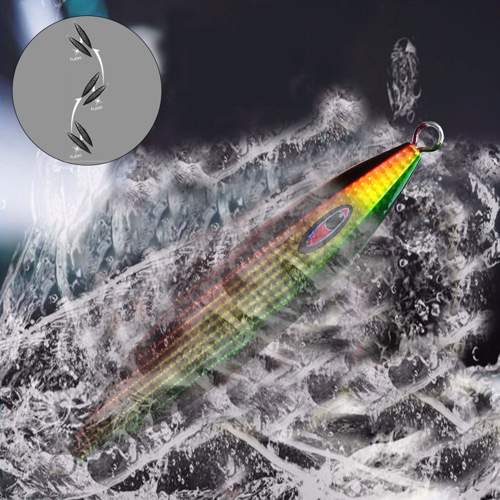 Bestseller Iron Plate Metal Jig Glow-in-the-Dark Laser Slow-Jigging Sea Fishing Bait for Grouper Spanish Mackerel Hooks – Metal Lure – view 4