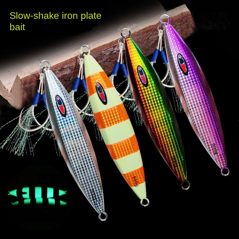 Bestseller Iron Plate Metal Jig Glow-in-the-Dark Laser Slow-Jigging Sea Fishing Bait for Grouper Spanish Mackerel Hooks – Metal Lure – view 1