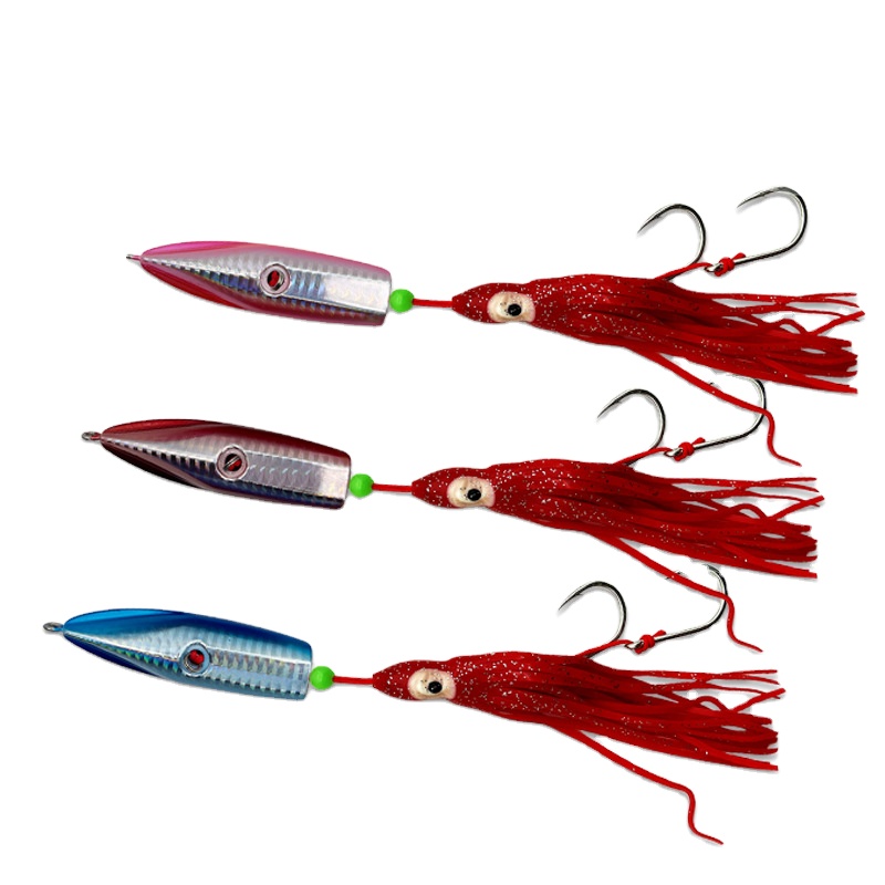 Lure Metal Jig Full-Water-Column Slow-Roll Octopus Bionic Biomimetic Laser Lead Saltwater Fish Bait Double-Hook Soft Artificial – Metal Lure – view 1